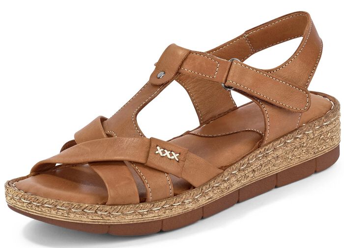 Andrea Conti Stegspangen-Sandale aus Rind-Nappaleder COGNAC