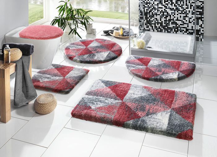 Badgarnitur von Grund mit geometrischem Dessin ROSÉ-GRAU