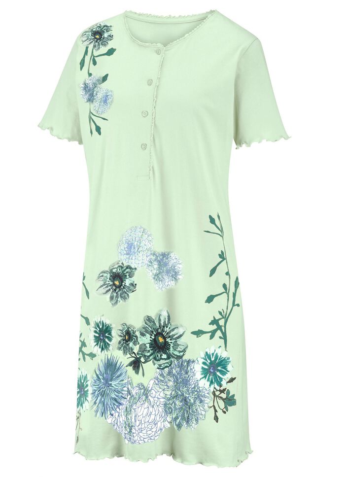 Zweierpack Nachthemden mit Knopfleiste und gebogten Abschl&uuml;ssen 