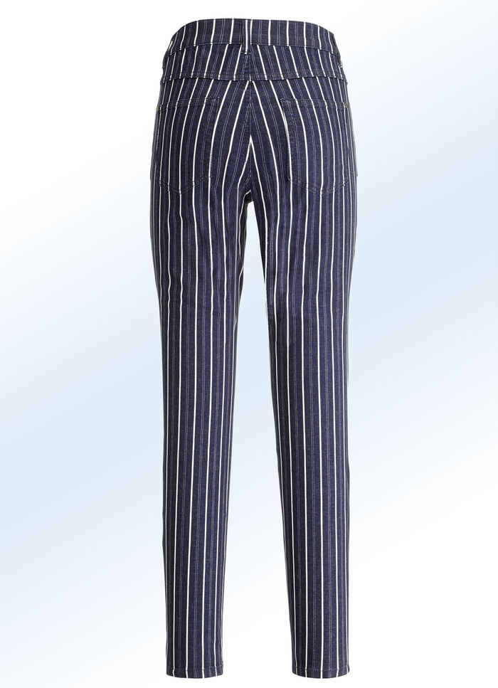 Jeans in aparter Streifendessinierung DUNKELBLAU-ECRU