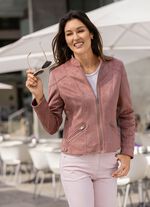 Kurzjacke aus Veloursleder-Imitat 