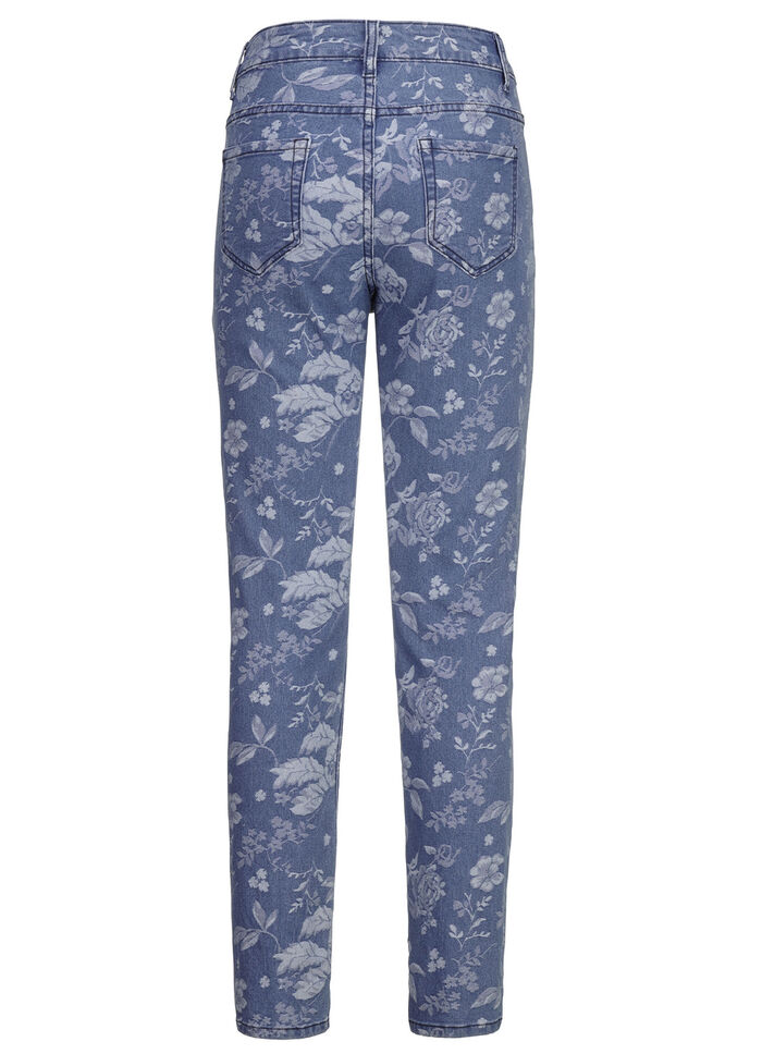 Jeans mit floraler Dessinierung JEANSBLAU-BLAU