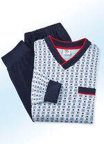 Schlafanzug mit V-Ausschnitt und B&uuml;ndchenabschl&uuml;ssen 