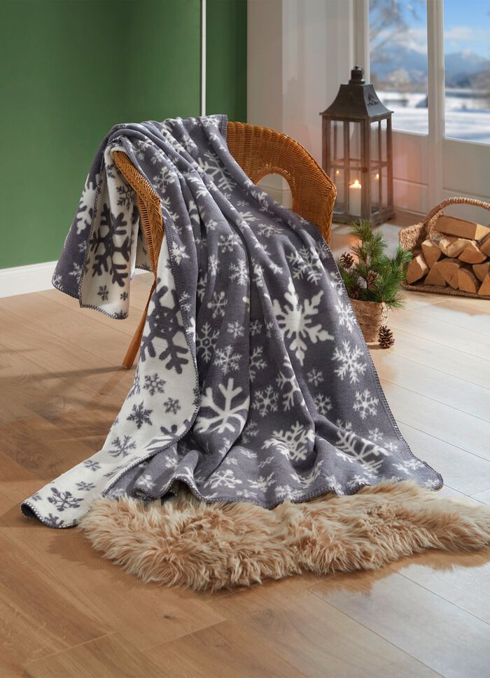 Wohndecke mit Eiskristall-Motiven GRAU