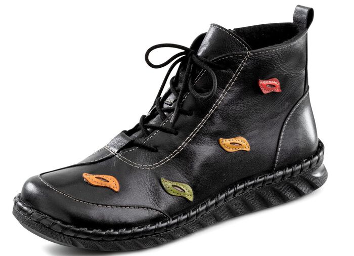 Gemini Schn&uuml;r-Bootie mit pfiffigen, bunten Lederapplikationen 