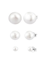 Schicke Ohrstecker aus Silber mit Süßwasser-Zuchtperlen, 3 Paar 