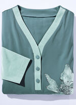 Zweierpack Nachthemden mit Knopfleiste und platziertem Druck 