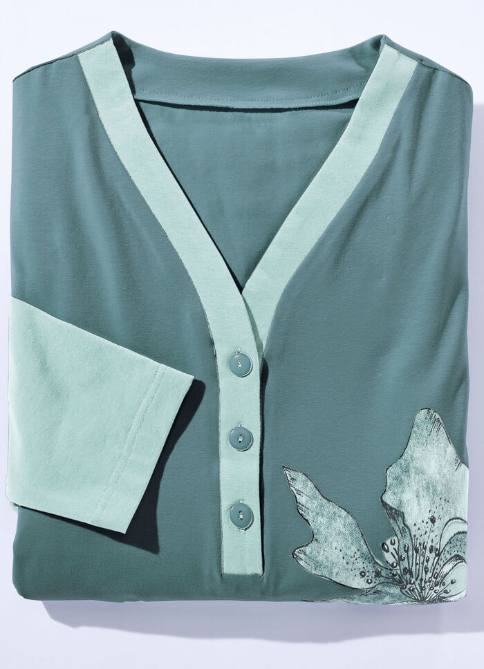 Zweierpack Nachthemden mit Knopfleiste und platziertem Druck 