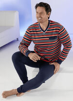 Schlafanzug mit V-Ausschnitt und Ringeldessin 