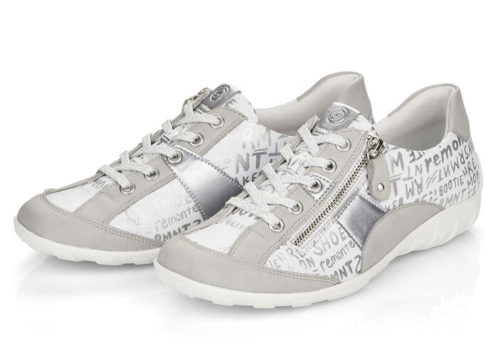 Remonte Sneaker mit bedruckten Bes&auml;tzen HELLGRAU-WEISS