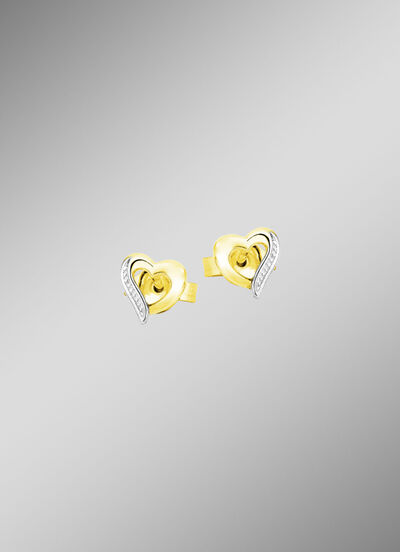 Herz-Ohrstecker in Bicolor 
