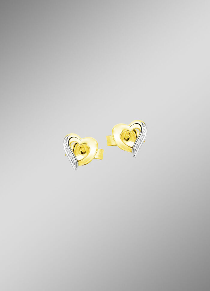 Herz-Ohrstecker in Bicolor 