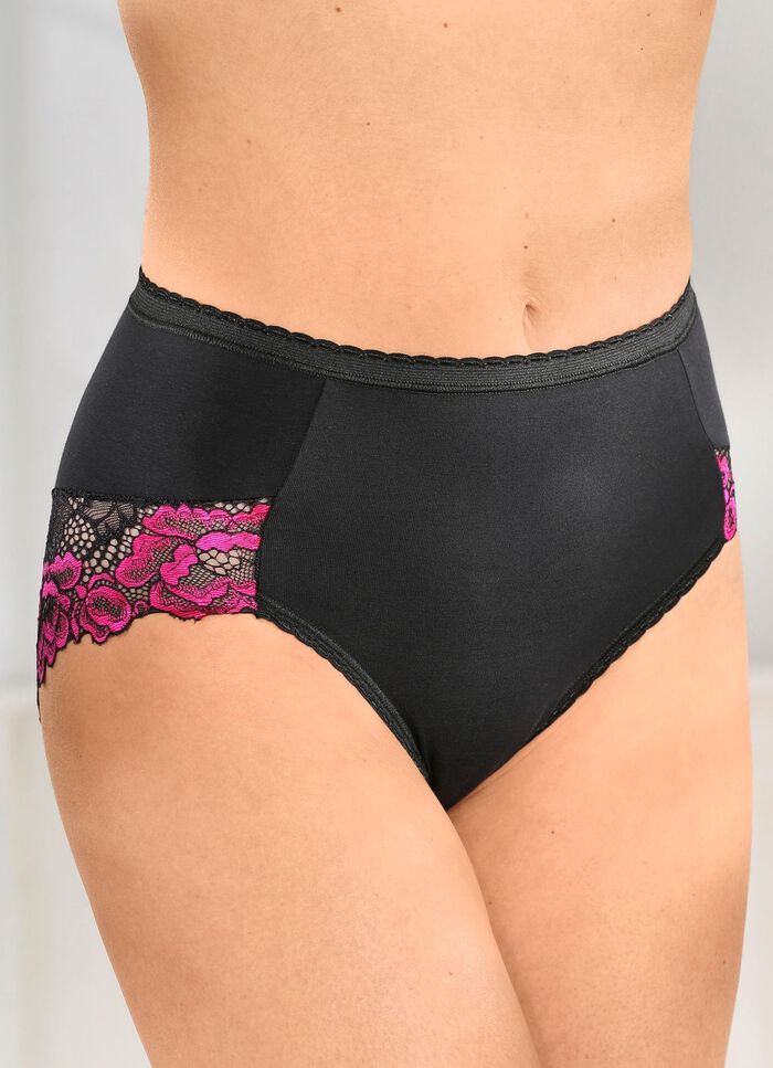 Dreierpack Slips mit h&uuml;bscher Elastikspitze 