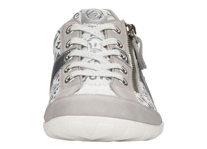 Remonte Sneaker mit bedruckten Bes&auml;tzen HELLGRAU-WEISS