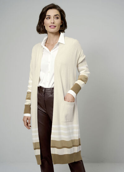 Long-Strickjacke mit Kaschmir 