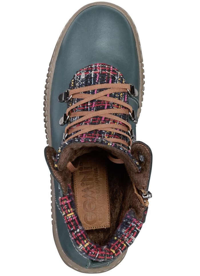 Gemini Schn&uuml;r-Bootie mit buntem Textilmaterial 