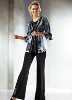 Topmodische Tunika in 2-in-1-Optik GRAU-SCHWARZ