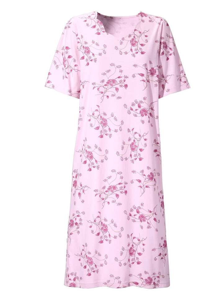Nachthemd, Kurzarm mit V-Ausschnitt MAGNOLIE-BUNT