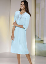 Nachthemd, wadenlang mit T&uuml;llstickereispitze GLETSCHER