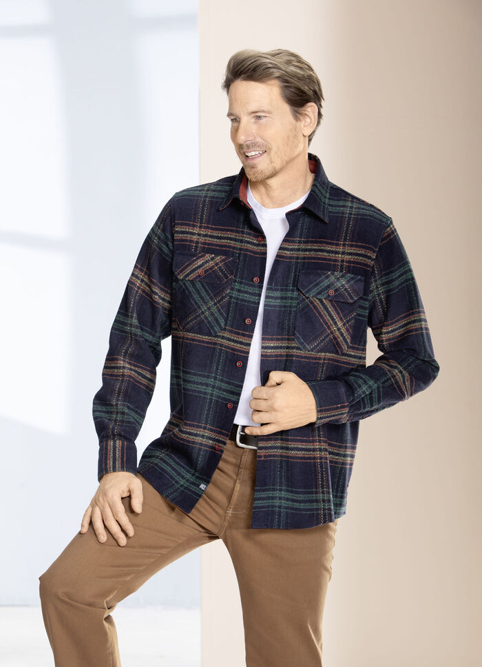 Kariertes Overshirt von "Milano Italy" MARINE-GR&Uuml;N-TERRAKOTTA