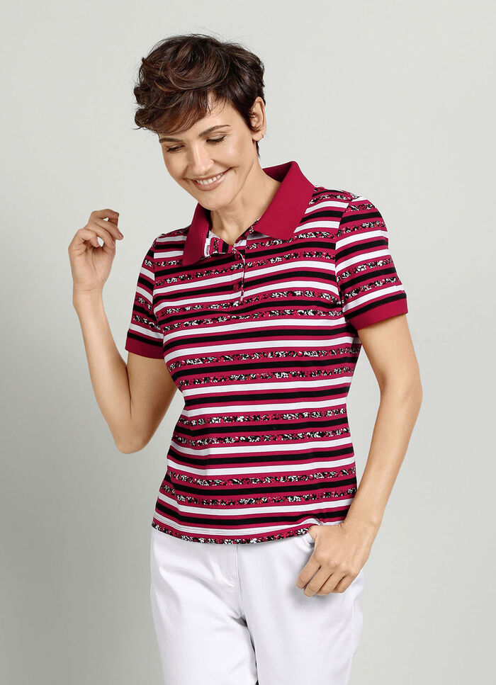 Poloshirt mit gestreiftem Allover-Dessin 