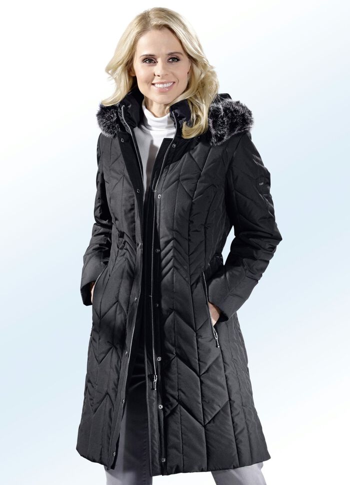 Kurzmantel mit abnehmbarer Kapuze SCHWARZ