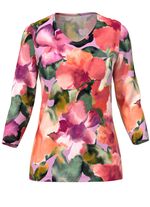 Pullover in floralem Feinstrick 