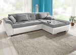 Polsterecke mit Bettfunktion WEISS-SILBER