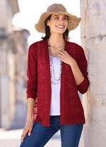 Strickjacke in feinem Netzstrick 