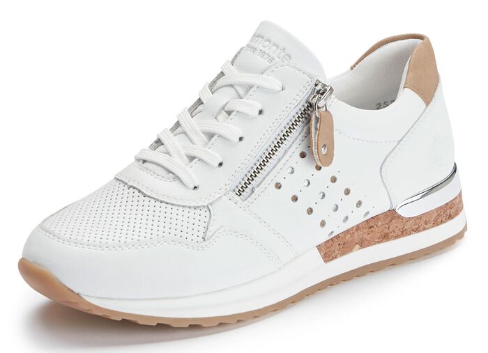 Remonte Sneaker mit unterlegter Zierlochung WEISS-SAND
