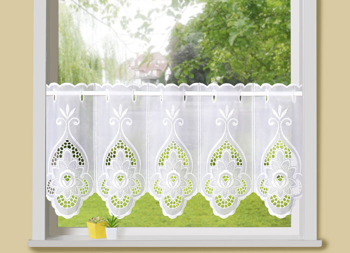 Kurzstore Blume mit Stangendurchzug WEISS