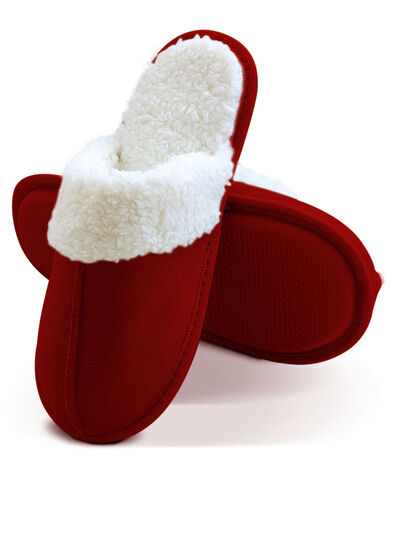 Pl&uuml;sch-Hausschuhe in Wildleder-Optik 