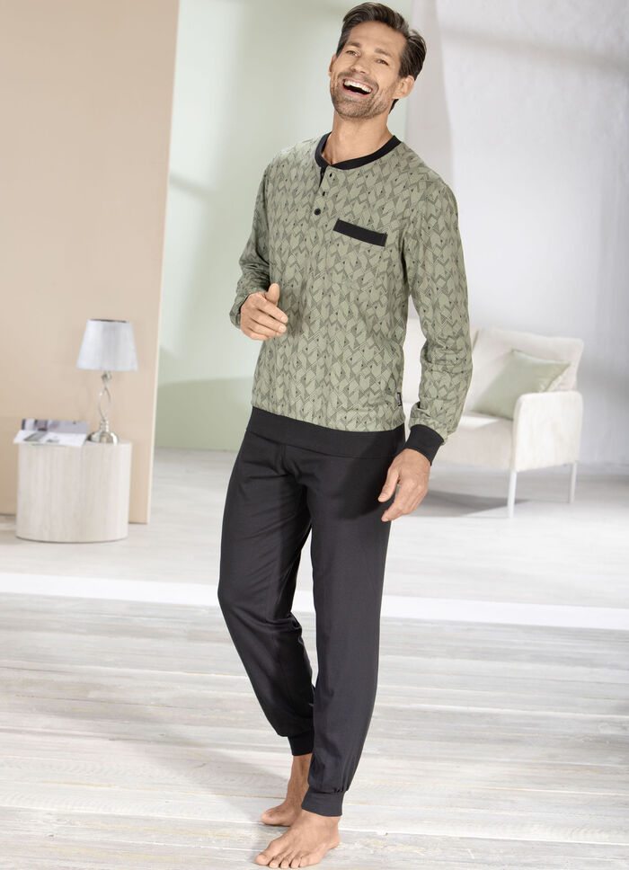 Comte Schlafanzug mit Knopfleiste und Bündchen 