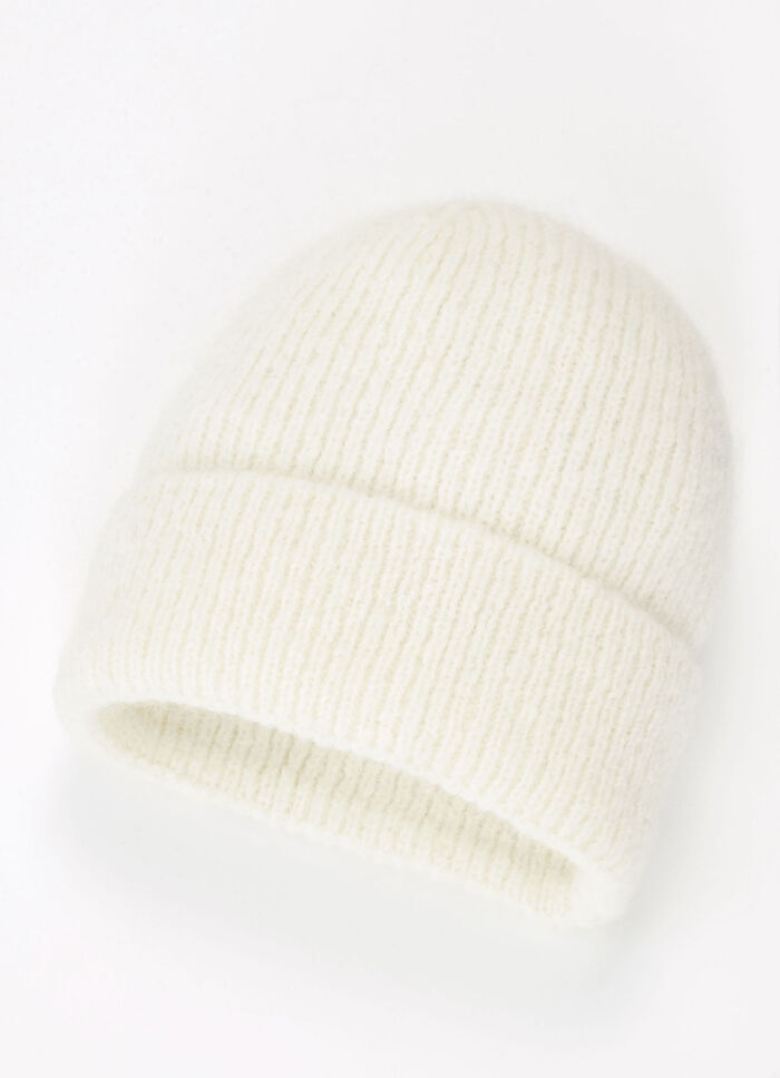 Modische Damen-Mütze, mit Umschlag WEISS