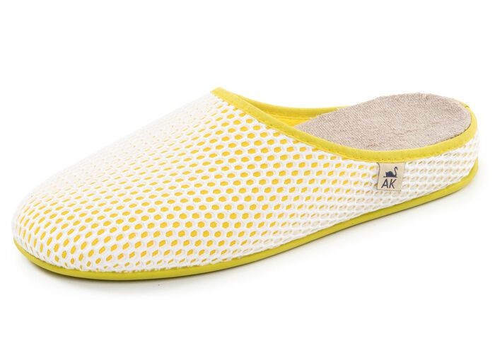 Bequeme Damen-Hausschuhe, Weite H, mit herausnehmbarem Fu&szlig;bett GELB