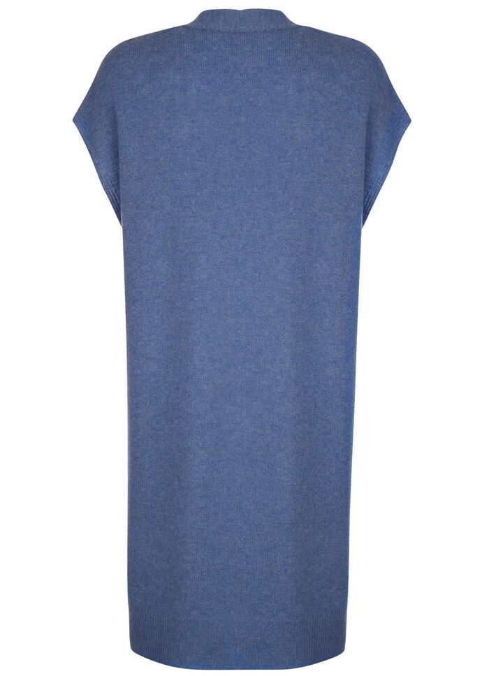 Long-Strickweste aus Kaschmir JEANSBLAU