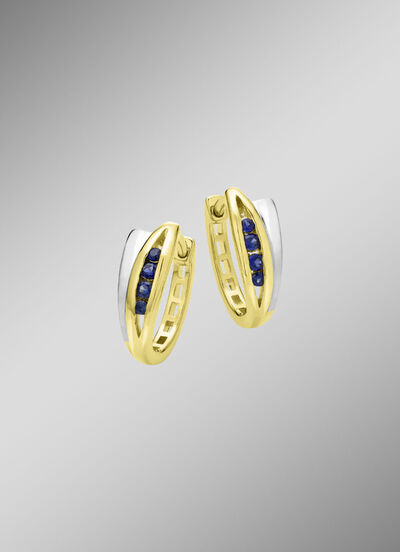 Klappcreolen in Bicolor mit synth. Safir 