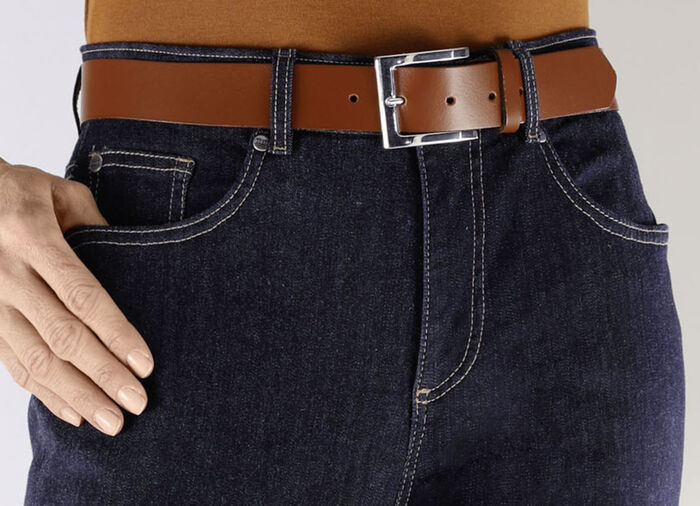 Trendiger Damen-Gürtel aus Leder, 3,5 cm breit COGNAC