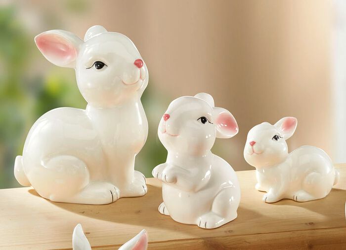 Hasenfiguren aus Keramik 