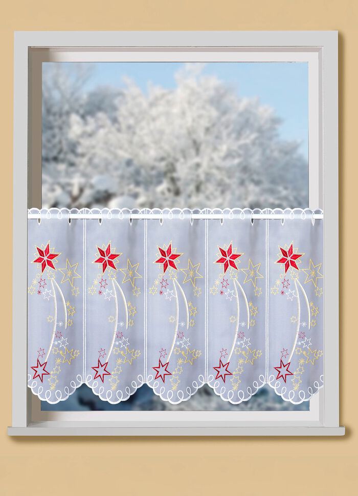 Kurzstore mit echter Plauener Stickerei und metallisiertem Garn 