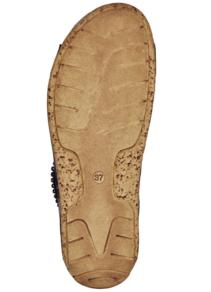 Gemini, bequeme Damen-Pantoletten, Weite G, mit Klettverschluss SCHWARZ-COGNAC