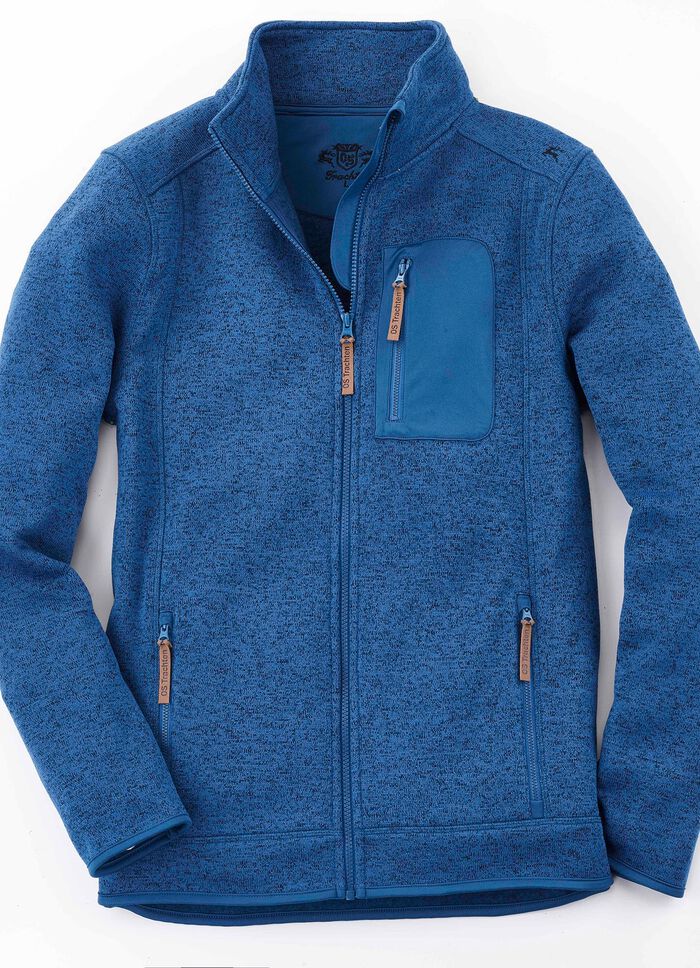 Strickfleece-Kurzjacke BLAU MELIERT