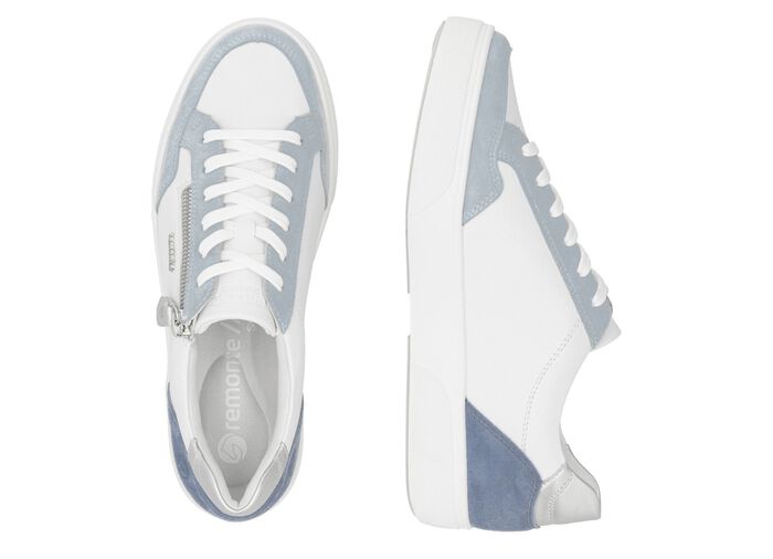 Remonte Sneaker aus Nappa- und Veloursleder mit Metallic-Besatz BLAU-WEISS-SILBER