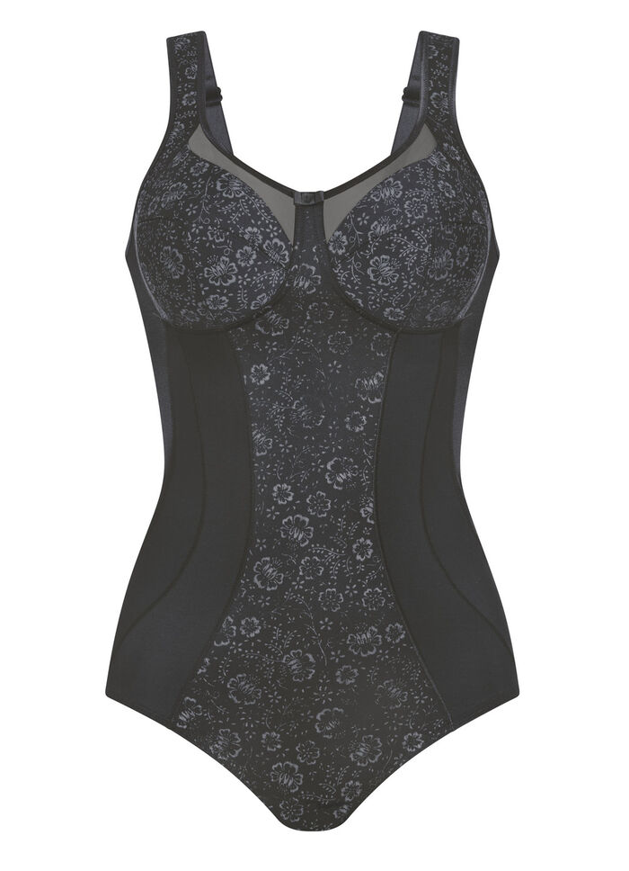 Anita Hosenkorselett mit transparenten T&uuml;lleins&auml;tzen SCHWARZ