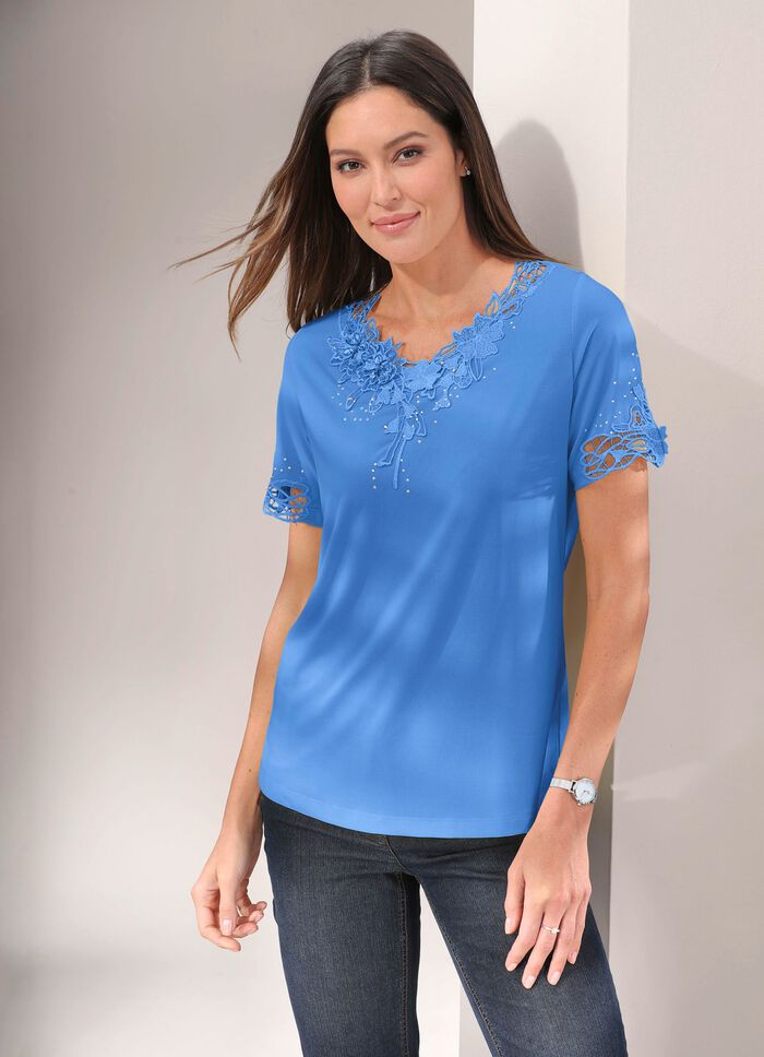 Shirt mit floraler Spitze in 5 Farben 