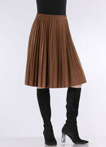 Plissee-Rock in topaktueller Wildleder-Oprik COGNAC