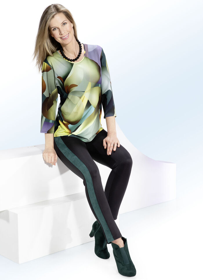 Leggings mit Verloursleder-Imitat-Einsätzen SCHWARZ-TANNE