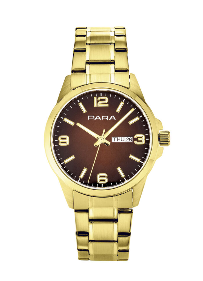 Para-Quartz-Herrenuhr mit Stahlbandgehäuse 