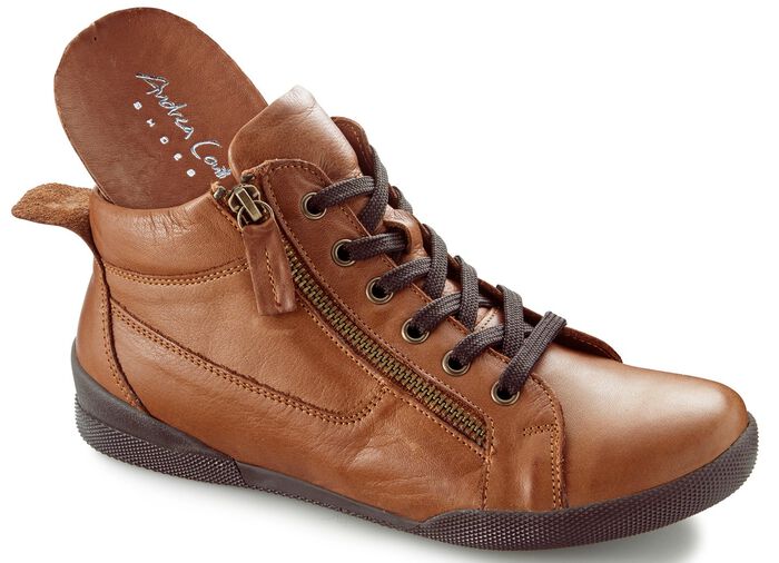 Andrea Conti, sportive Damen-Boots, mit herausnehmbarem Fu&szlig;bett COGNAC