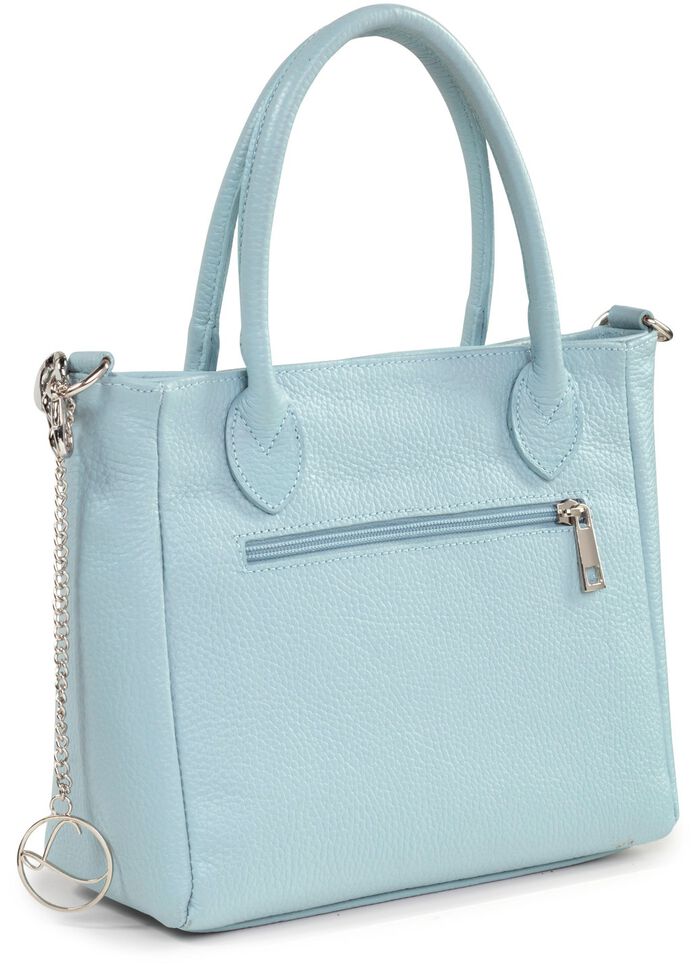 Laurina Tasche aus genarbtem Kalb-Nappaleder mit Zierkette HELLBLAU